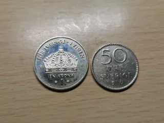 Monedas Suecas 5, 1, 50 Öre