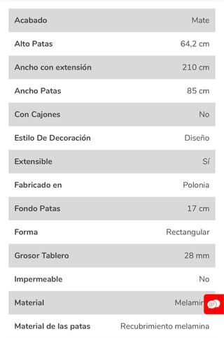 Mesa Comedor Rectangular Extensible