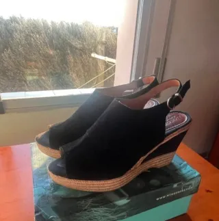 Bossanova Sandalias Cuña Negro Talla 41