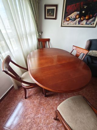 Mesa redonda extensible madera salón