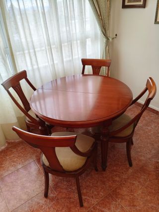 Mesa redonda extensible madera salón