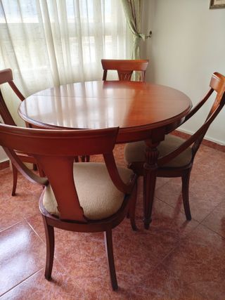 Mesa redonda extensible madera salón