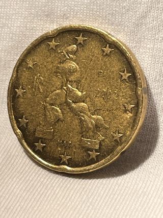 Moneda 20 céntimos Italia 2002