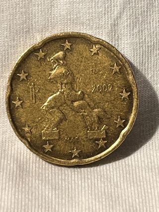 Moneda 20 céntimos Italia 2002