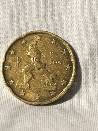 Moneda 20 céntimos Italia 2002