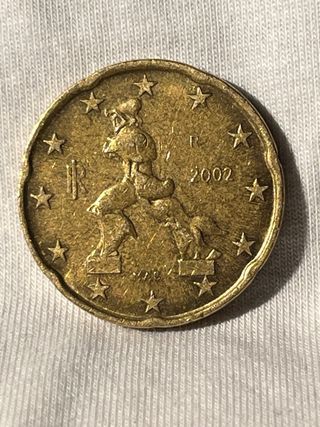 Moneda 20 céntimos Italia 2002