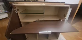 Mueble bar madera y cristal