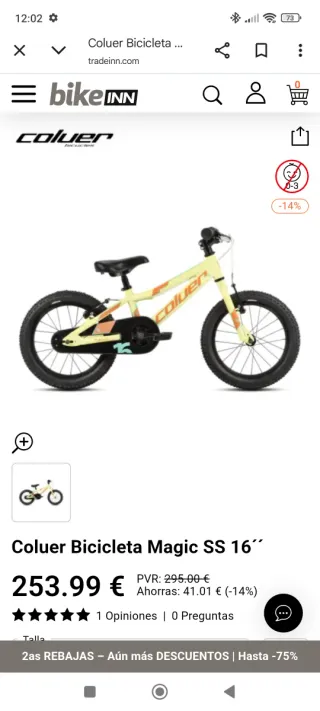 Bicicleta infantil Coluer 16" pulgadas