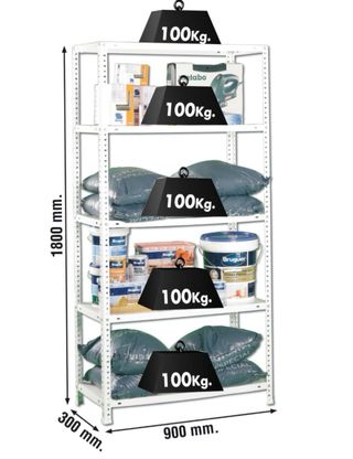 Estantería metálica blanca 180x90x30 cm