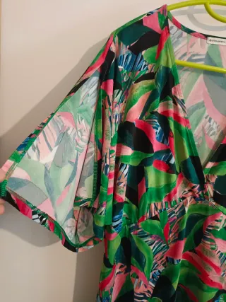 Vestido largo estampado hojas