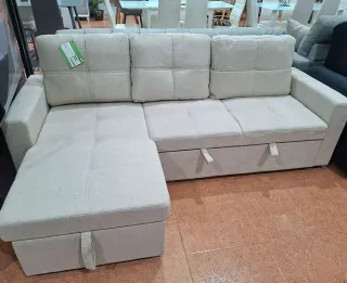 Sofá chaise longue beige tela