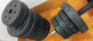 KIT MANCUERNAS. 16 DISCOS (1,25 y 2,5) y 2 BARRAS