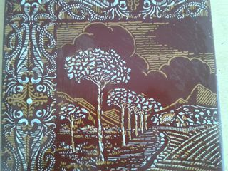 V22 AZULEJO ANTIGUO PAISAJE CAMINO CAMPO