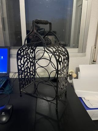 Botellero metálico negro 5 botellas