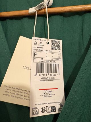 Vestido Mango Verde Talla M Nuevo