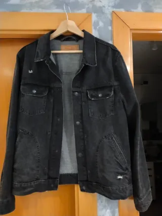 Cazadora tejana Mango negra Talla M