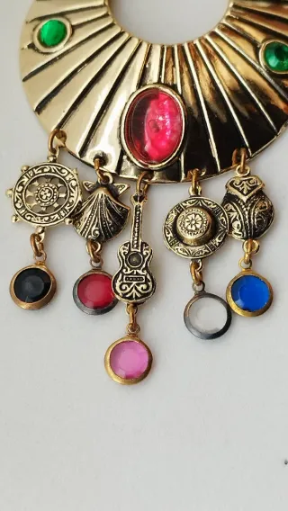 Pendientes vintage clips dorados y rojos