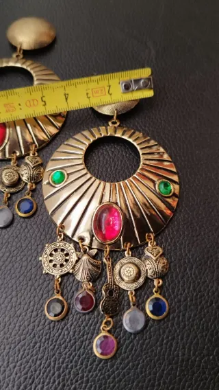 Pendientes vintage clips dorados y rojos