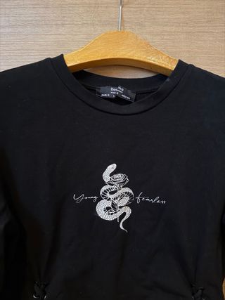 Jersey Bershka negro con cordones S