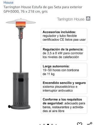 Estufa de gas Tarrington House exterior gris