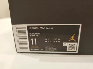 Jordan Max Aura Negro Blanco Talla 45