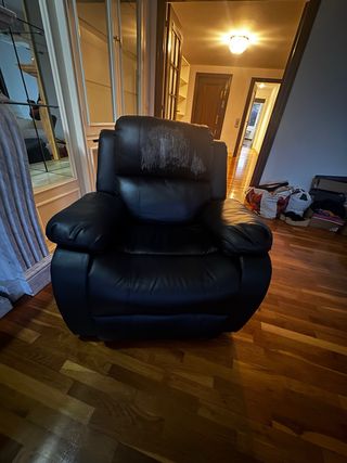 Sillón de masaje reclinable de piel negro