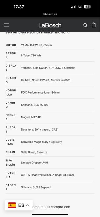 BICI ELECTRICA HAIBIKE ENDURO 7 2024 COMO NUEVA