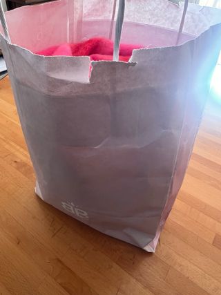 Bufanda de lana rosa y roja