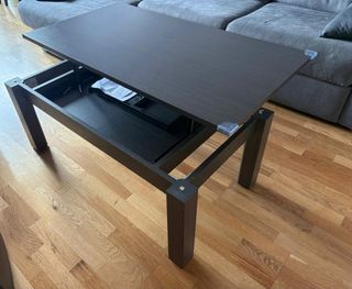 Mesa elevable comedor negra/marrón