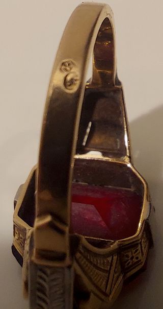 Anillo vintage de 1890 de Oro 18 kt, diamantes y g