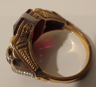 Anillo vintage de 1890 de Oro 18 kt, diamantes y g