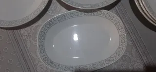 Vajilla Porcelana Fina Bordes Grises