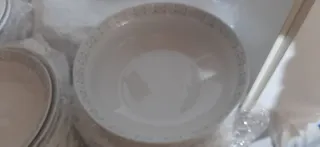 Vajilla Porcelana Fina Bordes Grises