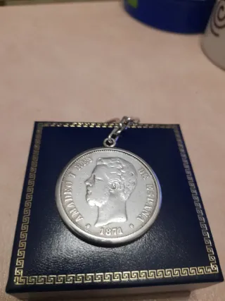 Moneda Plata Amadeo I Rey 1871 5 Pesetas
