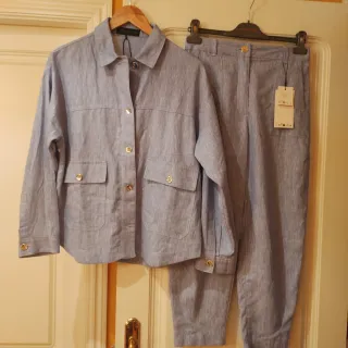 Conjunto Zara Chaqueta y Pantalón Azul claro
