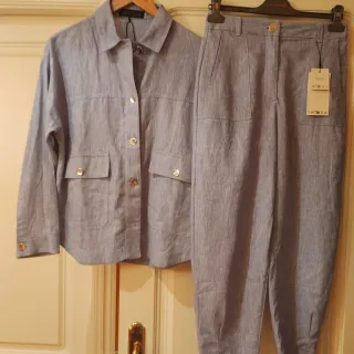 Conjunto Zara Chaqueta y Pantalón Azul claro