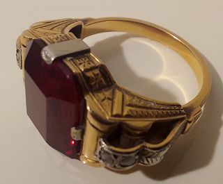 Anillo S.XIX Vintage Oro 18kt Diamantes y Granate