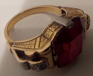 Anillo S.XIX Vintage Oro 18kt Diamantes y Granate