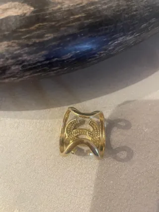 Anillo Chanel Diseño Doble C Circonitas Oro