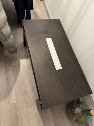 Mesa de comedor pequeña madera y cristal