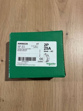 Interruptor Diferencial Schneider A9R60225 2P 25A