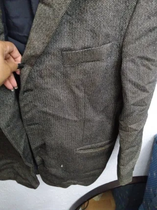 Chaqueta de vestir gris y marrón