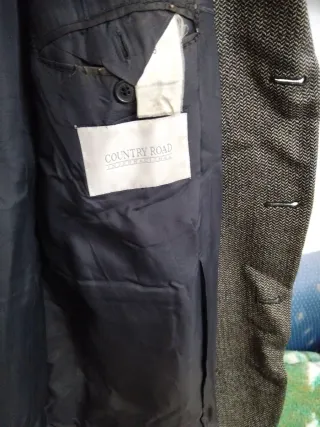 Chaqueta de vestir gris y marrón