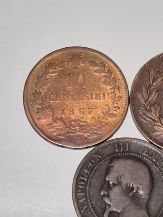3 Monedas Antiguas: Francia, Italia, Portugal
