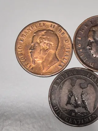3 Monedas Antiguas: Francia, Italia, Portugal