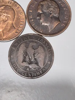 3 Monedas Antiguas: Francia, Italia, Portugal