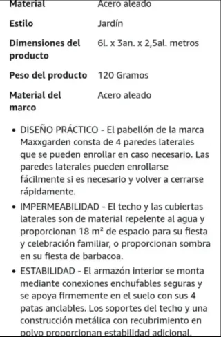 Carpa 6x3 impermeable con 4 paredes