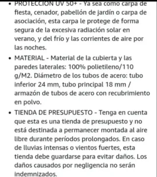 Carpa 6x3 impermeable con 4 paredes