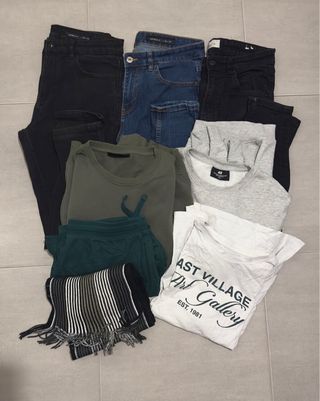 Lote ropa hombre con jerseys, vaqueros y pijama