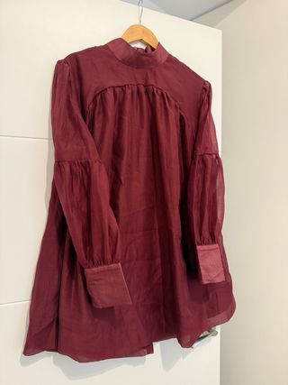 Vestido burdeos manga larga